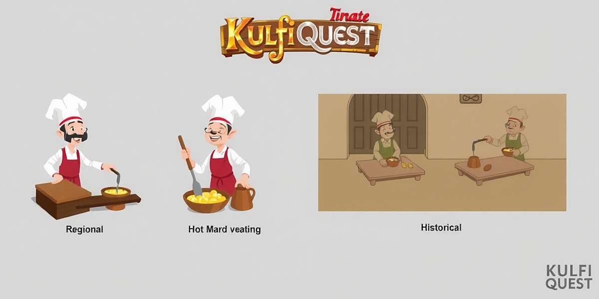 Concept art for upcoming Kulfi Quest updates showing new regional chef characters and historical kulfi preparation scenes